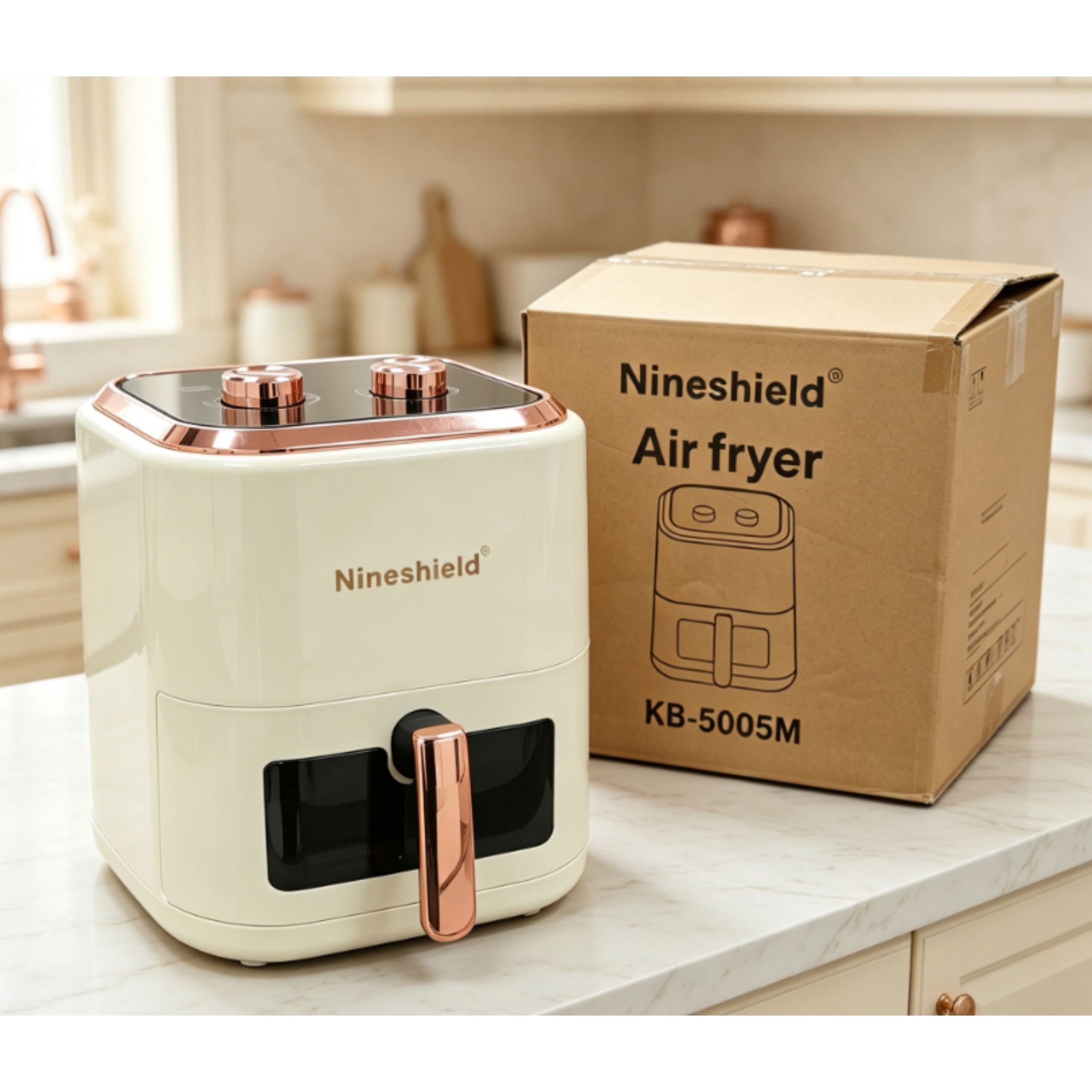 Nineshield双旋钮可视化空气炸锅